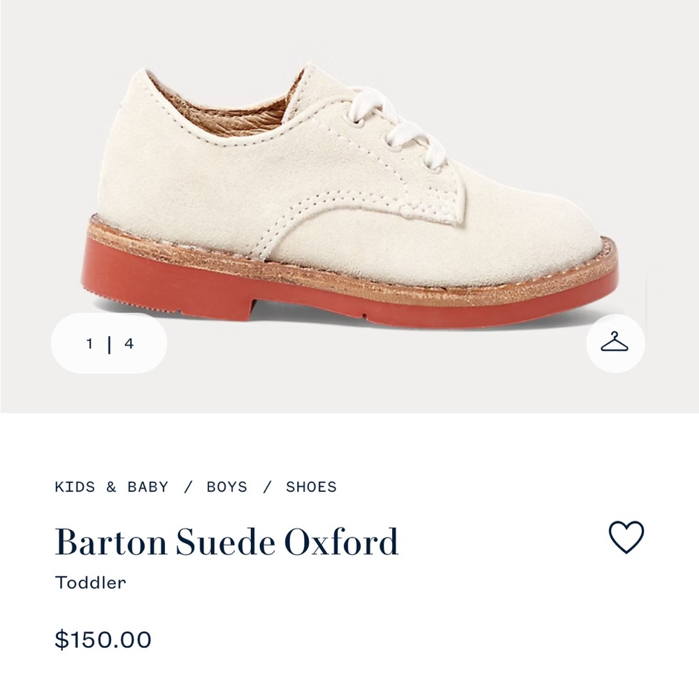 Polo by Ralph Lauren Cream Suede Toddler Dress Shoes